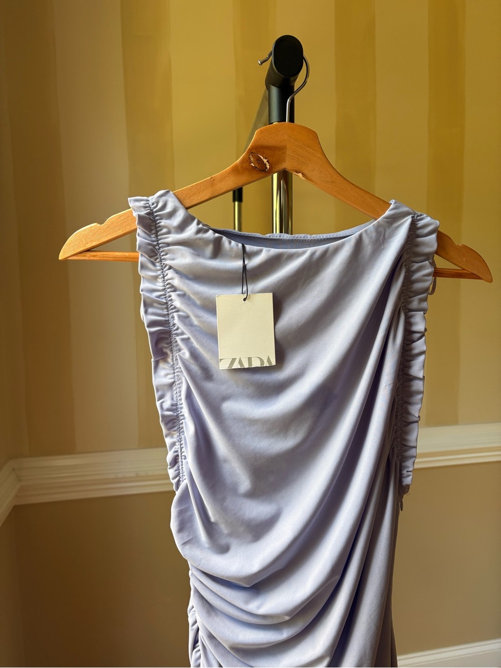 Zara Light Lavender Ruched Maxi Dress - Picture 4 of 7